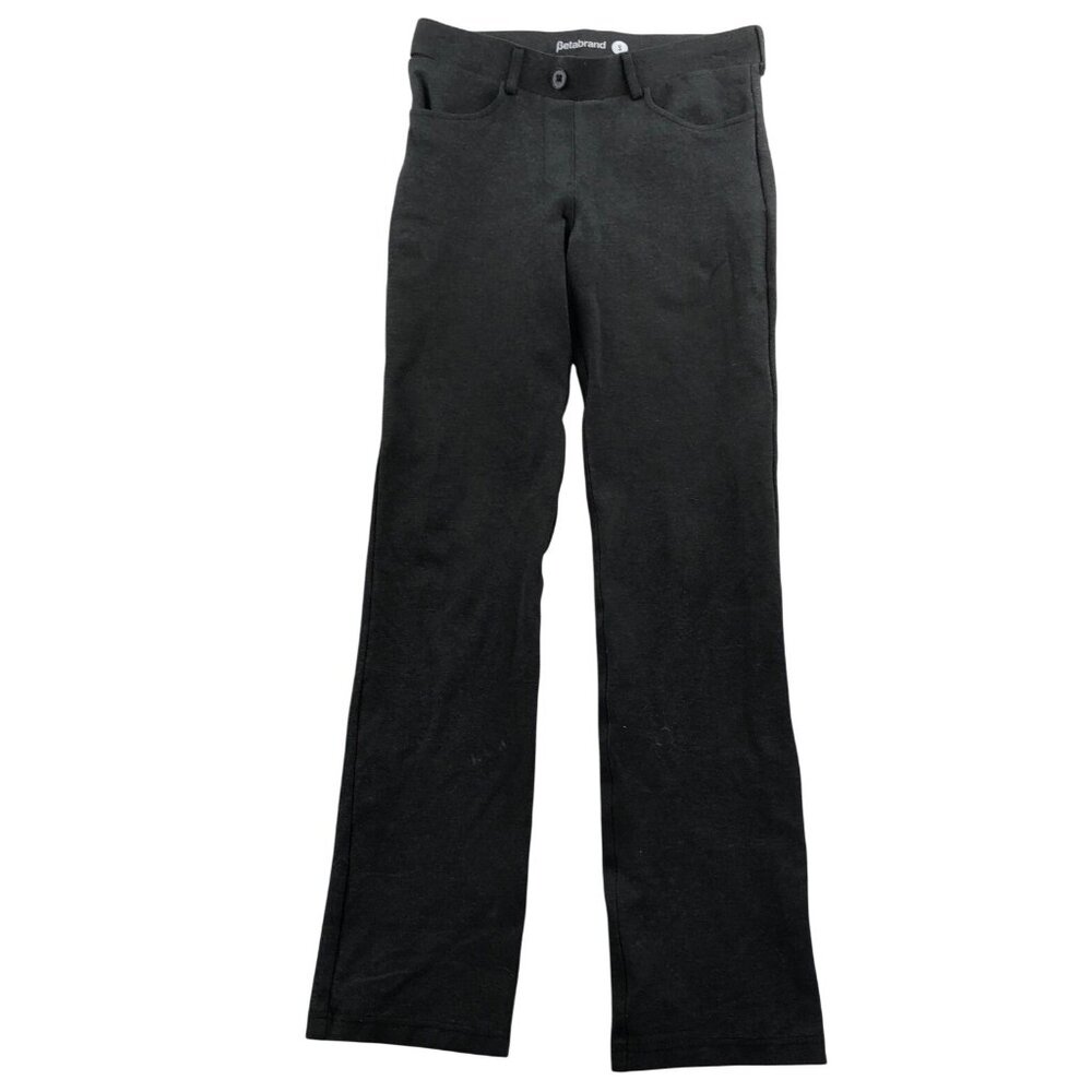 Betabrand Womens Yoga Dress Pants Small Black Mid Rise Straight Leg Trousers